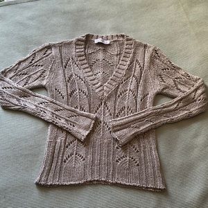 Zara Knit V Neck Sweater Silver